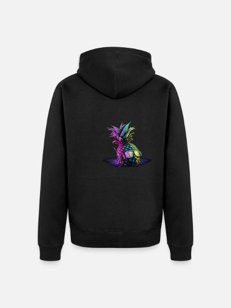 EDM Music Rave Festival Pineapple Techno - Unisex Premium Organic Zip Hoodie - black
