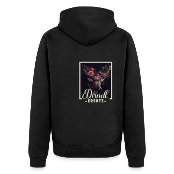 Dirndl Ersatz Dirndl Trachten Kostüm Dirndl Ersatz - Unisex Premium Bio Zip Hoodie - Schwarz - Hinten - Nico (187cm)