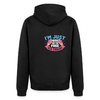 Ich Bin Nur Wegen Des Kostenlosen Eises - Unisex Premium Bio Zip Hoodie - Schwarz - Hinten - Nico (187cm)