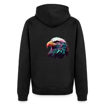 Cool polygon design with a bald eagle - Unisex Premium Organic Zip Hoodie - black - Back - Nico (187cm)