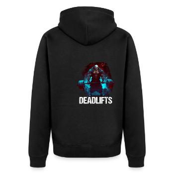 Deadlifts Gym Fitness Fun Workout - Unisex Premium Organic Zip Hoodie - black - Back - Nico (187cm)