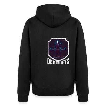 Deadlifts Gym Fitness Fun Workout - Unisex Premium Organic Zip Hoodie - black - Back - Nico (187cm)