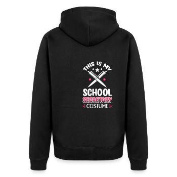 Das ist mein Schulsekretär Kostüm - Unisex Premium Bio Zip Hoodie - Schwarz - Hinten - Nico (187cm)