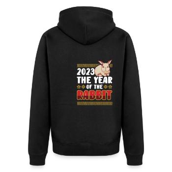 2023 The year of the rabbit Chinese Zodiac - Unisex Premium Organic Zip Hoodie - black - Back - Nico (187cm)