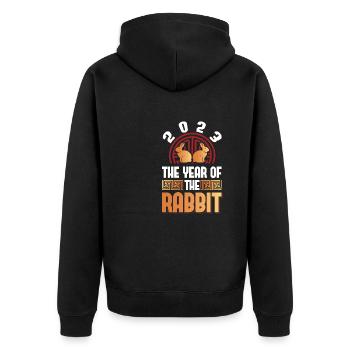 2023 The year of the rabbit Chinese Zodiac - Unisex Premium Organic Zip Hoodie - black - Back - Nico (187cm)