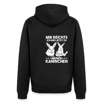 Mir Reichts Ich Geh Zu Meinen Hasen Kaninchen - Unisex Premium Bio Zip Hoodie - Schwarz - Hinten - Nico (187cm)
