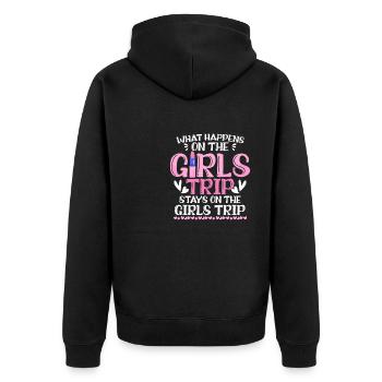 Girls Weekend Trip Whats Happens On The Girls Trip - Unisex Premium Bio Zip Hoodie - Schwarz - Hinten - Nico (187cm)