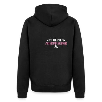 Ich bin Altenpflegerin ein Herzstück der - Unisex Premium Bio Zip Hoodie - Schwarz - Hinten - Nico (187cm)