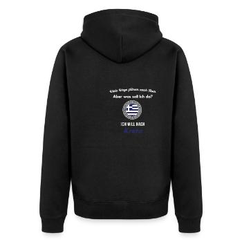 Kreta Urlaub Fernweh Reise Spruch Griechisch - Unisex Premium Bio Zip Hoodie - Schwarz - Hinten - Nico (187cm)