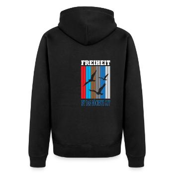 La liberté est le plus grand bien Citation cadeau - Veste à capuche bio Premium Unisexe - noir - Dos - Nico (187cm)