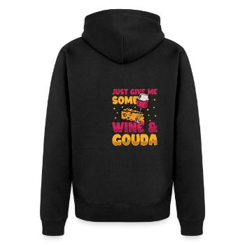 Gouda Käse - Unisex Premium Bio Zip Hoodie - Schwarz - Hinten - Nico (187cm)