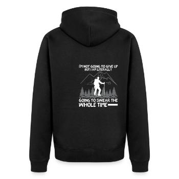 Lustige Wandergeschenkeaussage - Unisex Premium Bio Zip Hoodie - Schwarz - Hinten - Nico (187cm)