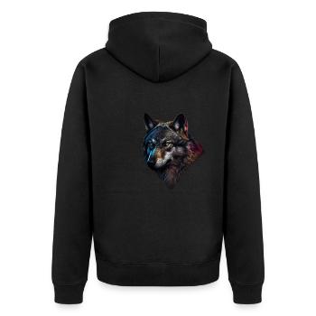Wölfe Silhouette Naturschutz Tierschutz Wolf - Unisex Premium Bio Zip Hoodie - Schwarz - Hinten - Nico (187cm)