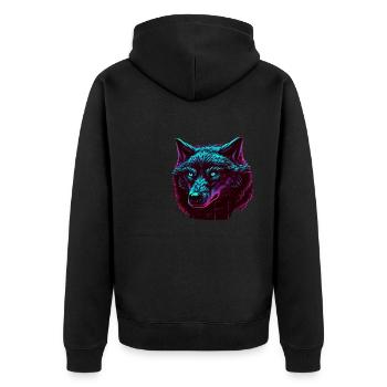 Wölfe Silhouette Naturschutz Tierschutz Wolf - Unisex Premium Bio Zip Hoodie - Schwarz - Hinten - Nico (187cm)