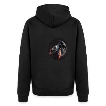 Wölfe Silhouette Naturschutz Tierschutz Wolf - Unisex Premium Bio Zip Hoodie - Schwarz - Hinten - Nico (187cm)