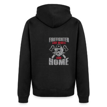 Feuerwehrmann Feuerwehr & Sprüche - Unisex Premium Bio Zip Hoodie - Schwarz - Hinten - Nico (187cm)