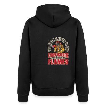 Feuerwehrmann Feuerwehr & Sprüche - Unisex Premium Bio Zip Hoodie - Schwarz - Hinten - Nico (187cm)