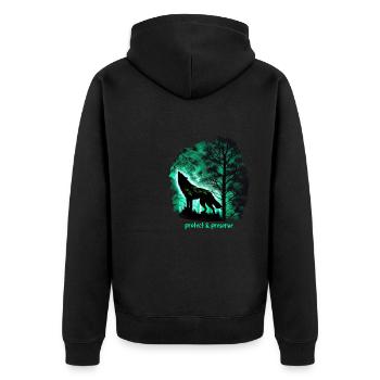 Wölfe Silhouette Naturschutz Tierschutz Wolf - Unisex Premium Bio Zip Hoodie - Schwarz - Hinten - Nico (187cm)