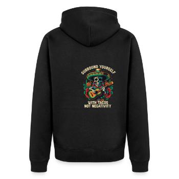 Entourez-vous de tacos et non de négativité Mexica - Veste à capuche bio Premium Unisexe - noir - Dos - Nico (187cm)