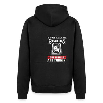 Feuerwehrmann Feuerwehr & Sprüche - Unisex Premium Bio Zip Hoodie - Schwarz - Hinten - Nico (187cm)