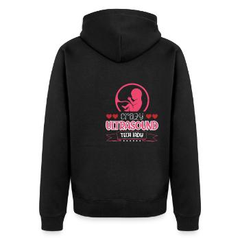 Verrückte Ultraschall-Tech-Dame - Unisex Premium Bio Zip Hoodie - Schwarz - Hinten - Nico (187cm)