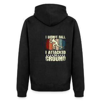 I didn't fall I attacked the ground rollerblade - Unisex Premium Organic Zip Hoodie - black - Back - Nico (187cm)