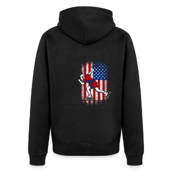 Patin à roues alignées drapeau américain - Veste à capuche bio Premium Unisexe - noir - Dos - Nico (187cm)
