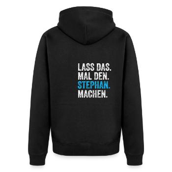Lass das mal den Stephan machen Name - Unisex Premium Bio Zip Hoodie - Schwarz - Hinten - Nico (187cm)