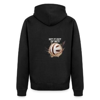 Schlag es aus dem Netz Lustiger Volleyball Humor T - Unisex Premium Bio Zip Hoodie - Schwarz - Hinten - Nico (187cm)