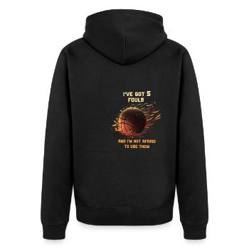 Ich habe 5 Fouls und keine Angst, sie zu benutzen - Unisex Premium Bio Zip Hoodie - Schwarz - Hinten - Nico (187cm)