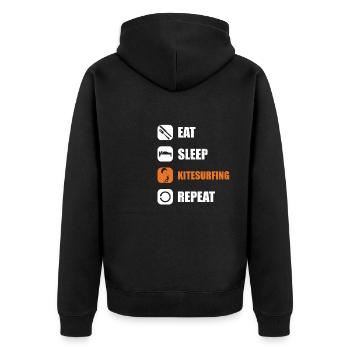 Kitesurfer essen schlafen kitesurfing repeat - Unisex Premium Bio Zip Hoodie - Schwarz - Hinten - Nico (187cm)