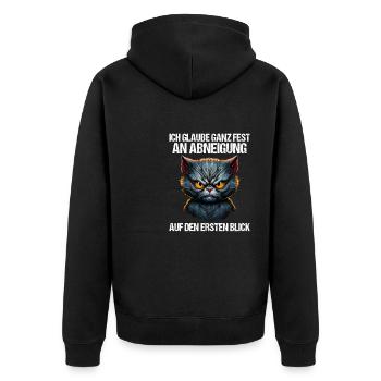 Katze Kätzchen Katzenhalter Katzen Sarkasmus - Unisex Premium Bio Zip Hoodie - Schwarz - Hinten - Nico (187cm)