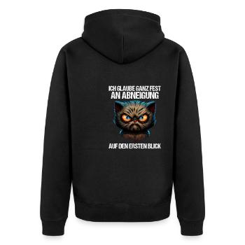 Katze Kätzchen Katzenhalter Katzen Sarkasmus - Unisex Premium Bio Zip Hoodie - Schwarz - Hinten - Nico (187cm)