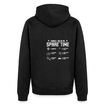 Things I do in my spare time playing darts - Unisex Premium Bio Zip Hoodie - Schwarz - Hinten - Nico (187cm)