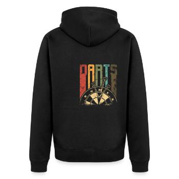 Retro Vintage Darts - Unisex Premium Bio Zip Hoodie - Schwarz - Hinten - Nico (187cm)