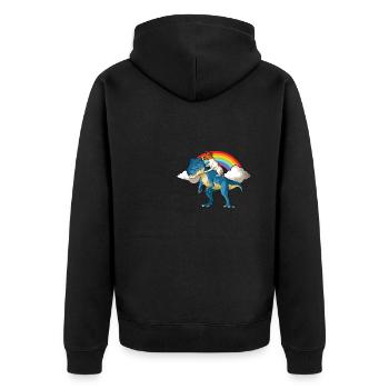 Glatthaar Foxterrier Hund - Unisex Premium Bio Zip Hoodie - Schwarz - Hinten - Nico (187cm)