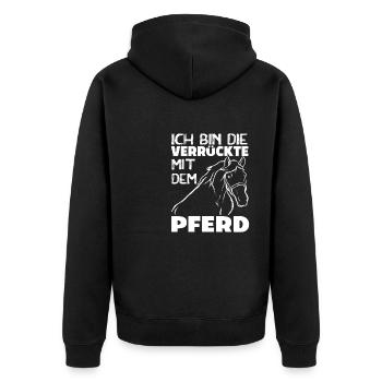Witziger Pferde Spruch Reitsport Dressurreiten - Unisex Premium Bio Zip Hoodie - Schwarz - Hinten - Nico (187cm)