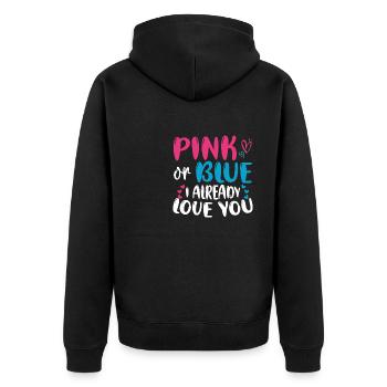 Je t’aime déjà Naissance Grossesse - Veste à capuche bio Premium Unisexe - noir - Dos - Nico (187cm)