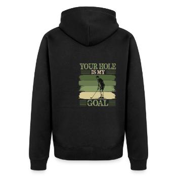 Golf Geschenk Witz Golfspieler Golfer - Unisex Premium Bio Zip Hoodie - Schwarz - Hinten - Nico (187cm)