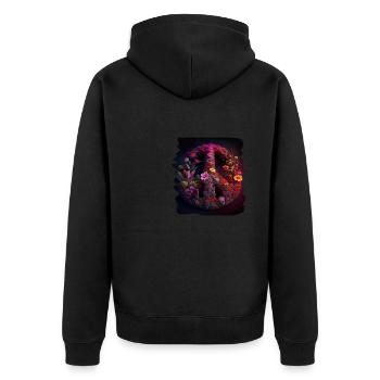 Hippie Festival Liebe Vintage Friedenszeichen - Unisex Premium Bio Zip Hoodie - Schwarz - Hinten - Nico (187cm)