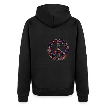 Hippie Festival Liebe Vintage Friedenszeichen - Unisex Premium Bio Zip Hoodie - Schwarz - Hinten - Nico (187cm)