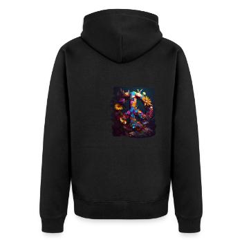 Hippie Festival Liebe Vintage Friedenszeichen - Unisex Premium Bio Zip Hoodie - Schwarz - Hinten - Nico (187cm)