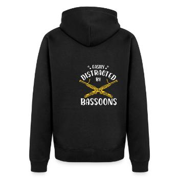 Easily Distracted by Bassoons - Unisex Premium Bio Zip Hoodie - Schwarz - Hinten - Nico (187cm)