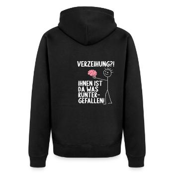 Dir ist da was runtergefallen Gehirn - Unisex Premium Bio Zip Hoodie - Schwarz - Hinten - Nico (187cm)