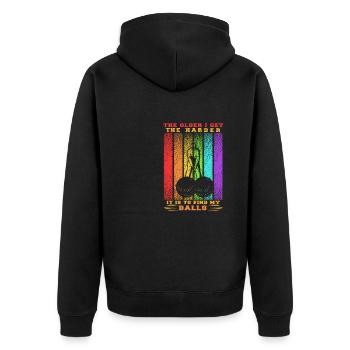 Golf Geschenk Witz Golfspieler Golfer - Unisex Premium Bio Zip Hoodie - Schwarz - Hinten - Nico (187cm)