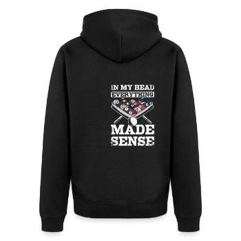 In meinem Kopf machte alles Sinn Billard - Unisex Premium Bio Zip Hoodie - Schwarz - Hinten - Nico (187cm)