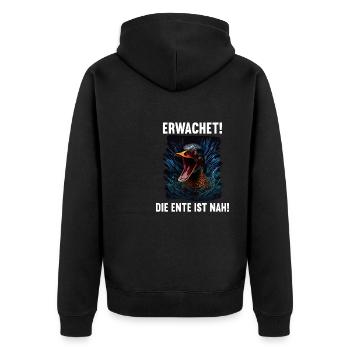 Erwachet Die Ente ist nah Duck Ente lustiges Enten - Unisex Premium Bio Zip Hoodie - Schwarz - Hinten - Nico (187cm)
