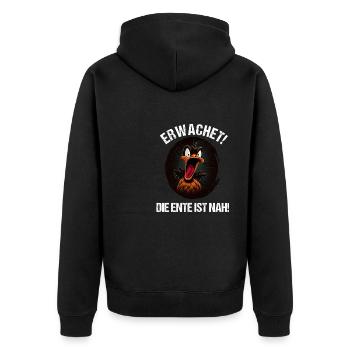 Erwachet Die Ente ist nah Duck Ente lustiges Enten - Unisex Premium Bio Zip Hoodie - Schwarz - Hinten - Nico (187cm)