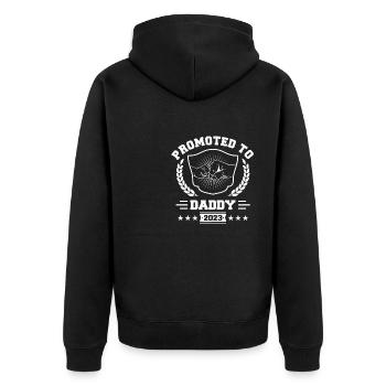 Promotion to Papa 2023 - Unisex Premium Organic Zip Hoodie - black - Back - Nico (187cm)