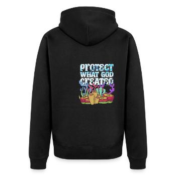 Protect Gods Creation Christianity Bible Coral - Unisex Premium Organic Zip Hoodie - black - Back - Nico (187cm)